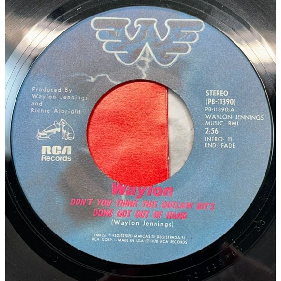 Waylon Jennings Don't You Think This Outlaw Bits Done Got Out of Hand 45 Country - Picture 1 of 4